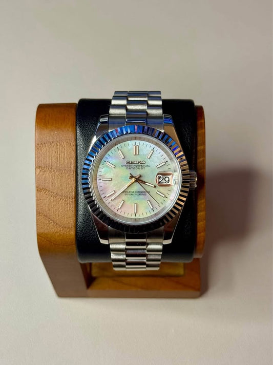 Stainless Steel Pearl Dial Stick Markers w/ Presidential Bracelet