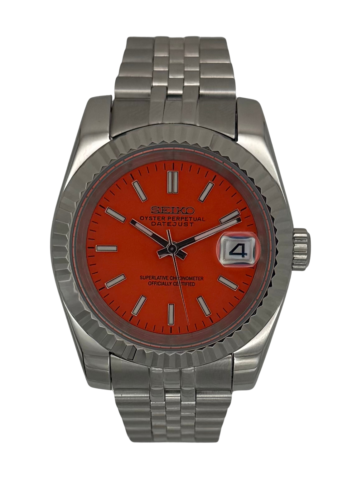 Seiko Mod Datejust - Vibrant Orange